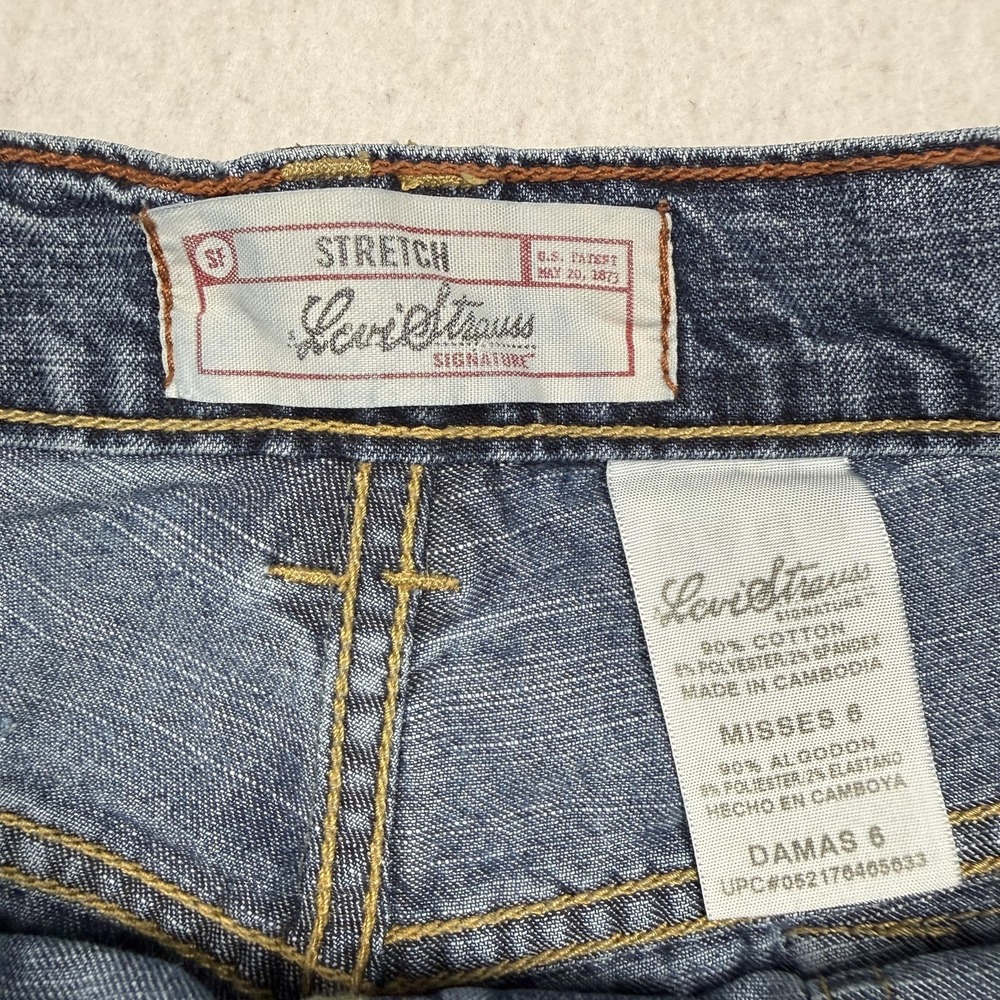 Levis Skirt Womens 6 Blue Stretch Denim Floral Lace Boho Long Homemade - Picture 4 of 8